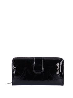   Pierre Cardin 02-116 čierny lakovaná kožená dámska peňaženka so vzorom listov