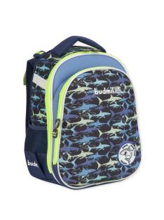   Budmil Chase modrá chlapčenská kisiskolás školská taška so vzorom žraloka