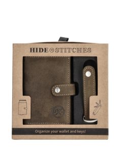   Hide & Stiches Idaho zelený kožený pánsky držiak na čipové karty a kľúčenky