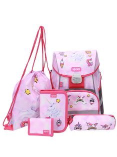  abc123 ružová dievčenská 5-dielna súprava školskej tašky jednorožec
