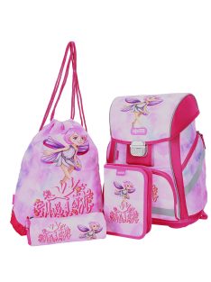   abc123 ružová dievčenská 4-dielna súprava školskej tašky víla