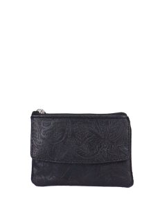   etaška BOUTIQUE 3010 čierna kvetovaná kožená dámska kľúčenka
