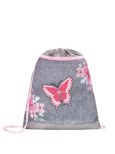   Belmil sivo-ružová dievčenská taška do telocvične motýľová
