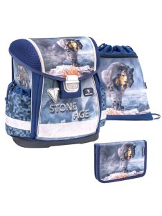   Belmil modrá chlapčenská školská taška s levom + taška na telocvik + peračník