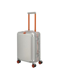   Travelite Next strieborno-oranžový hliníkový 4-kolesový prackový kabínový kufor