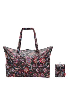   Reisenthel mini maxi travelbag čierna kvetinová cestovná taška