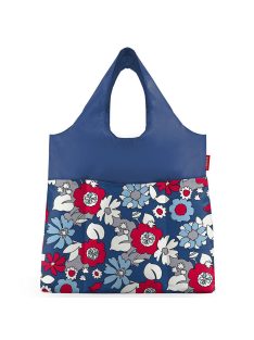   Reisenthel mini maxi shopper plus modrá kvetinová nákupná taška