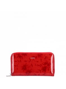   Patrizia FL-119 červená kvetovaná lakovaná kožená dámska peňaženka
