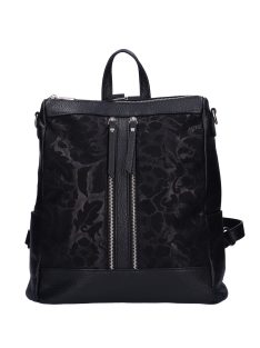   Natascia H7006 čierny kvetinový taliansky kožený dámsky batoh/taška cez plece