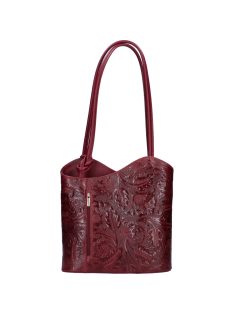   Natascia H7016 bordová kvetinová talianska kožená dámska taška cez plece/batoh