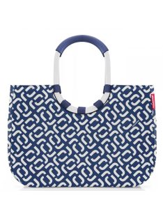   Reisenthel loopshopper L modrá-biela vzorovaná nákupná taška
