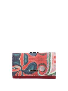   Cavaldi PN27-YM červená kvetinová kožená stredná dámska peňaženka