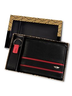   Peterson PK2 čierna kožená pánska peňaženka a kľúčenka s darčekovou krabičkou